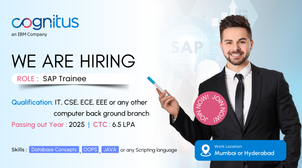 Cognitus hiring SAP Trainee 2025